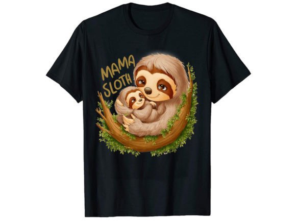 Captivating Mama Sloth T-Shirt Design for Creative Merch
