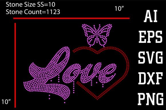Elevate Your Designs with a Sparkling Love Rhinestone Template