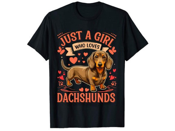 Just a Girl Dachshund T-Shirt Design: A Charming Creative Asset