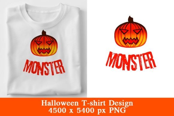 Pumpkin Monster Halloween T-Shirt Design: A Ready-to-Print Asset