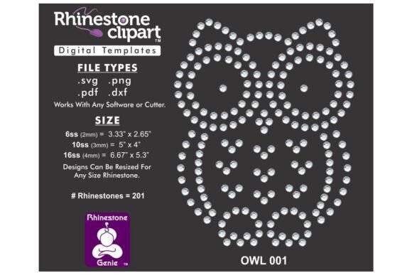 Unleash Creative Sparkle: The Rhinestone Template Design OWL 001
